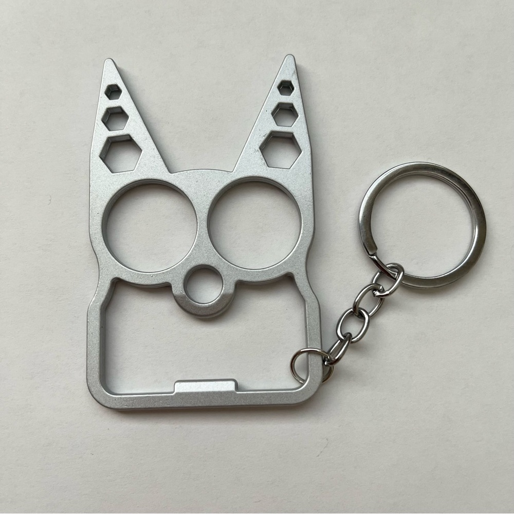 Silver Cat Self Defense Keychain